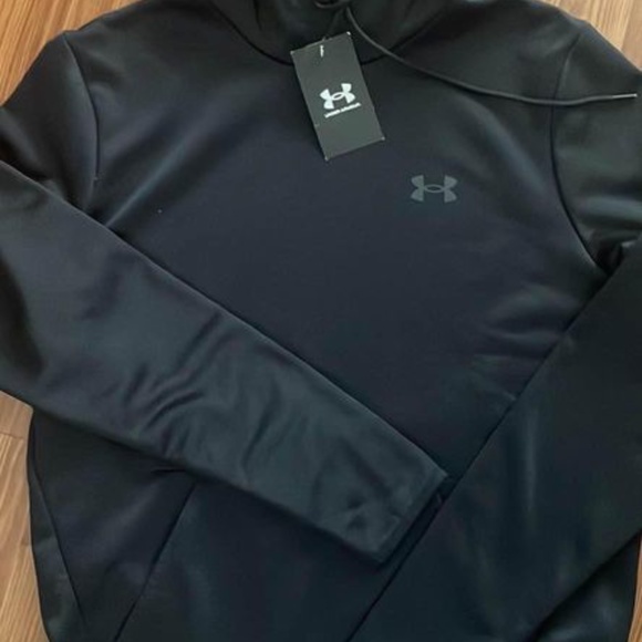 BRAND NEW men under armour fleece solid black hoodie hoody sweater size S - Picture 5 of 5